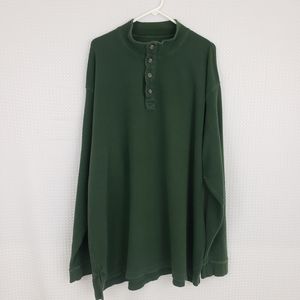 Duluth Trading Co Henley Shirt Long Sleeve Green Knit Top size 3XL Comfy
